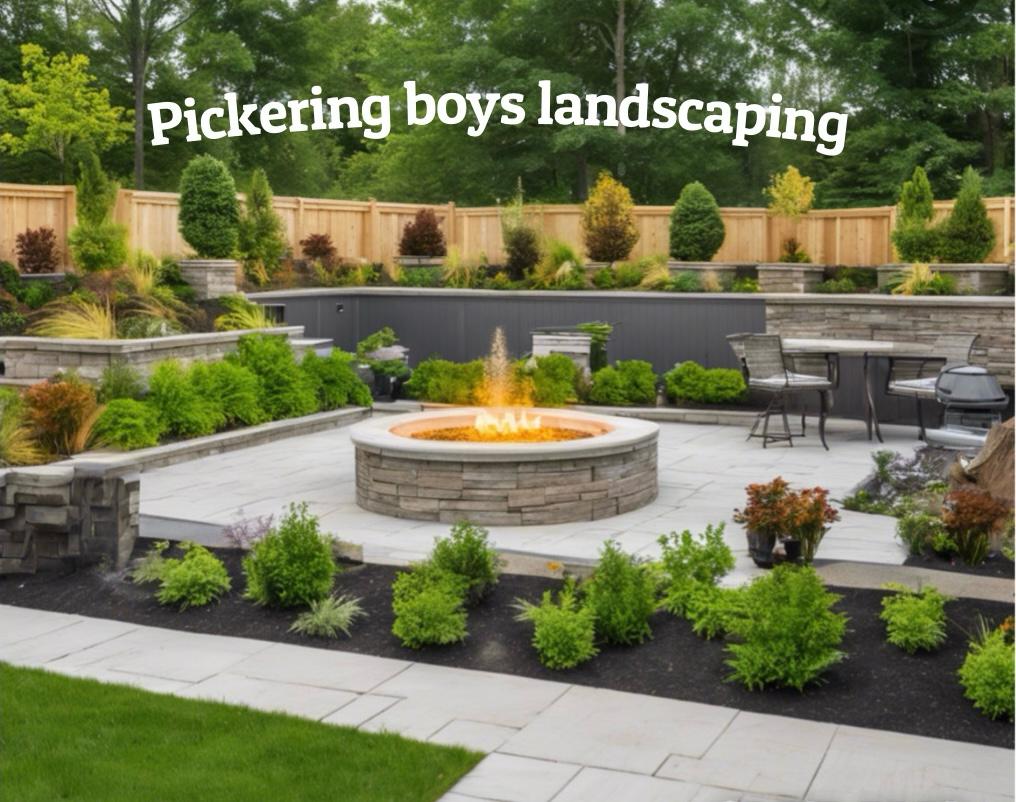 Pickering Boys landscaped patio with fire feature